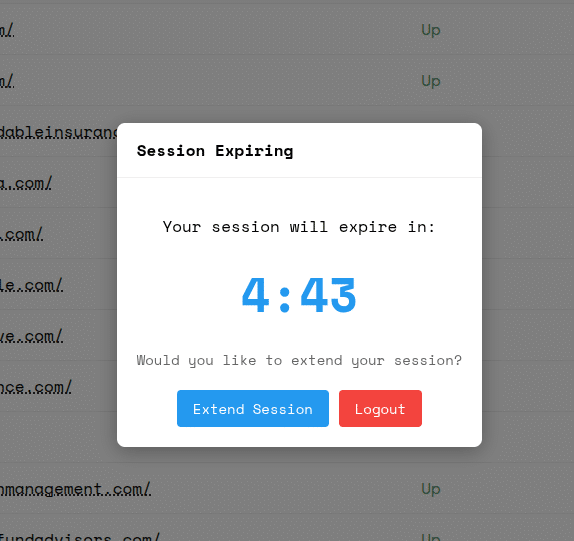 Session expiring modal